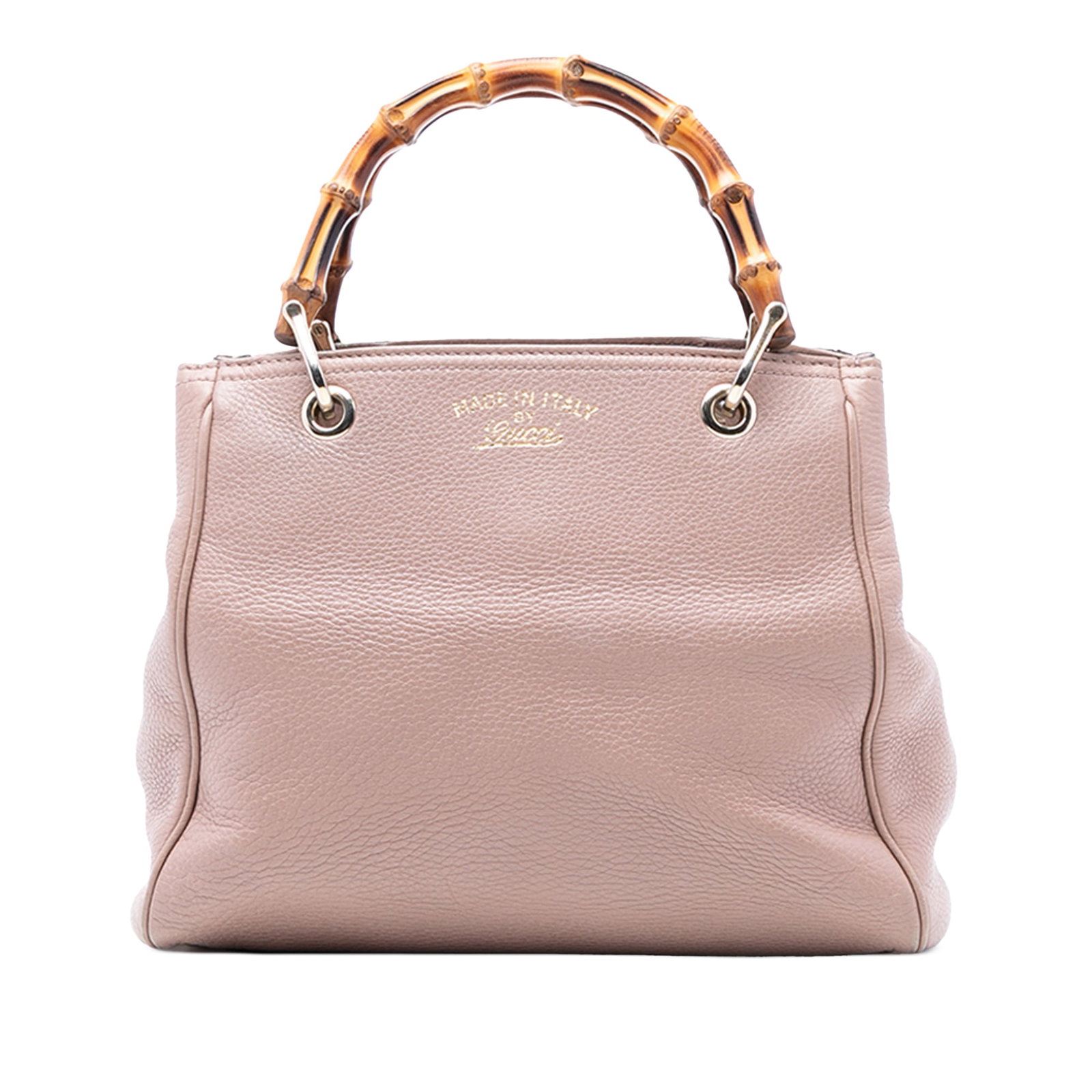 Pink Leather Bamboo Handle Small Satchel by Gucci with Strap (1 of 8)