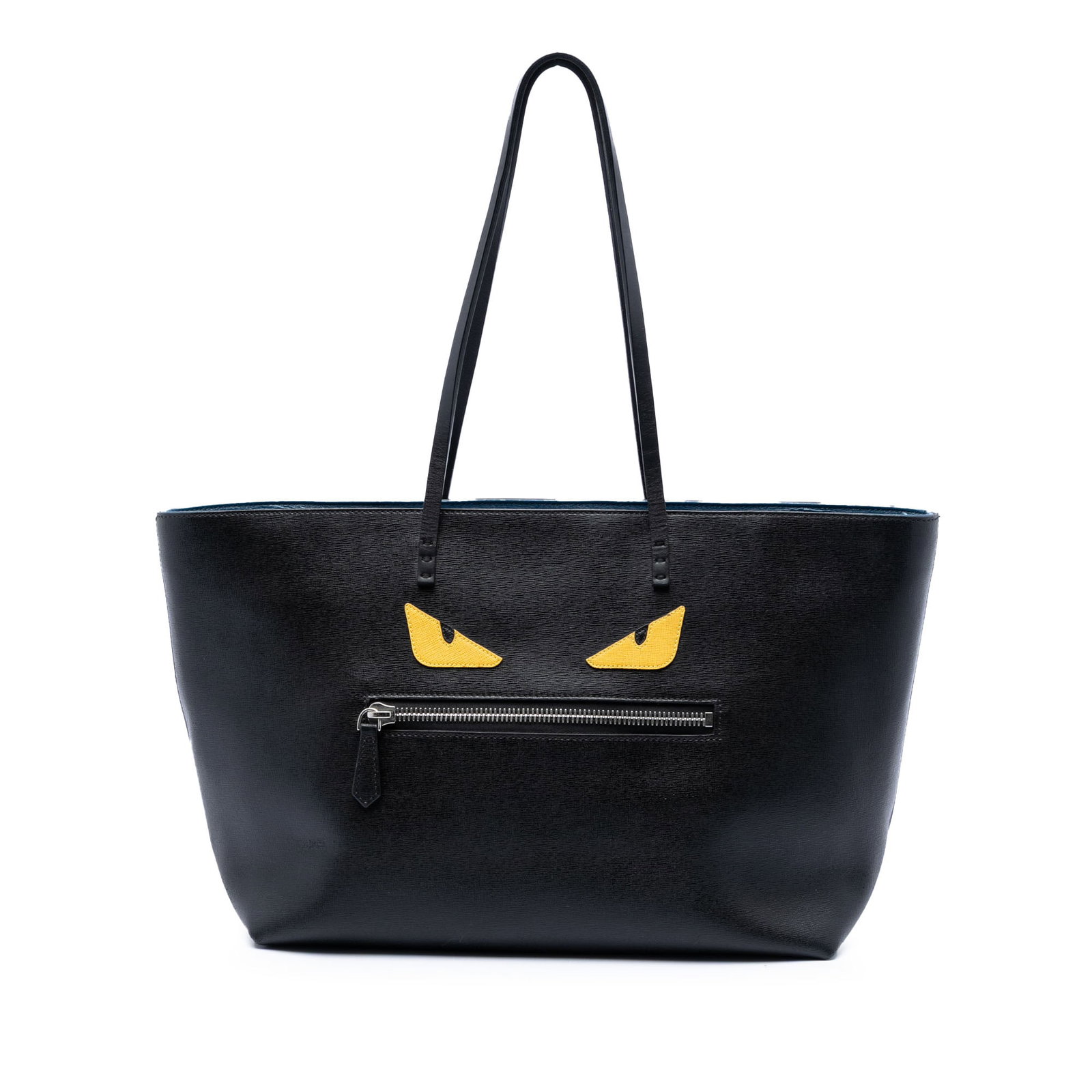 Fendi Monster Roll Leather Tote Bag: Fendi Monster Roll Leather Tote Bag This Fendi Leather Monster Roll Tote is crafted from black leather and features flat leather handles, a top zip closure, an exterior front zip pocket, and interior 
