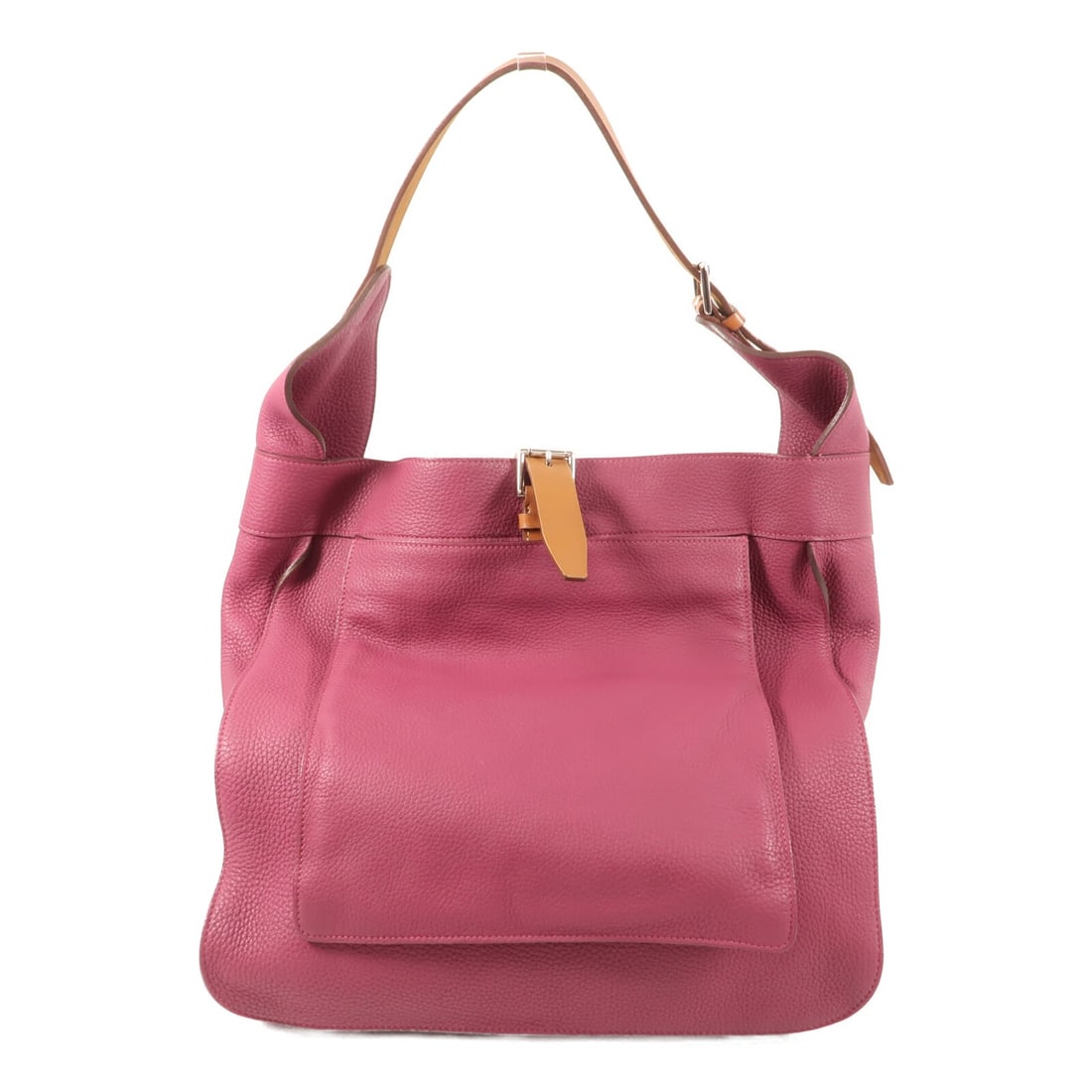 Hermes Marwar GM Purple Taurillon Clemence Shoulder Bag with Palladium Hardware: Hermes Marwar GM Purple Taurillon Clemence Shoulder Bag with Palladium Hardware This Hermes Marwar GM shoulder bag is crafted from Taurillon Clemence calfskin in a striking purple color. Designed for 