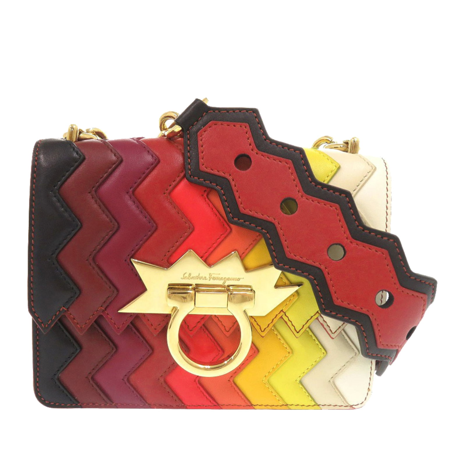 Sara Battaglia Mini Zigzag Leather Crossbody Bag with Gancini Closure (1 of 18)