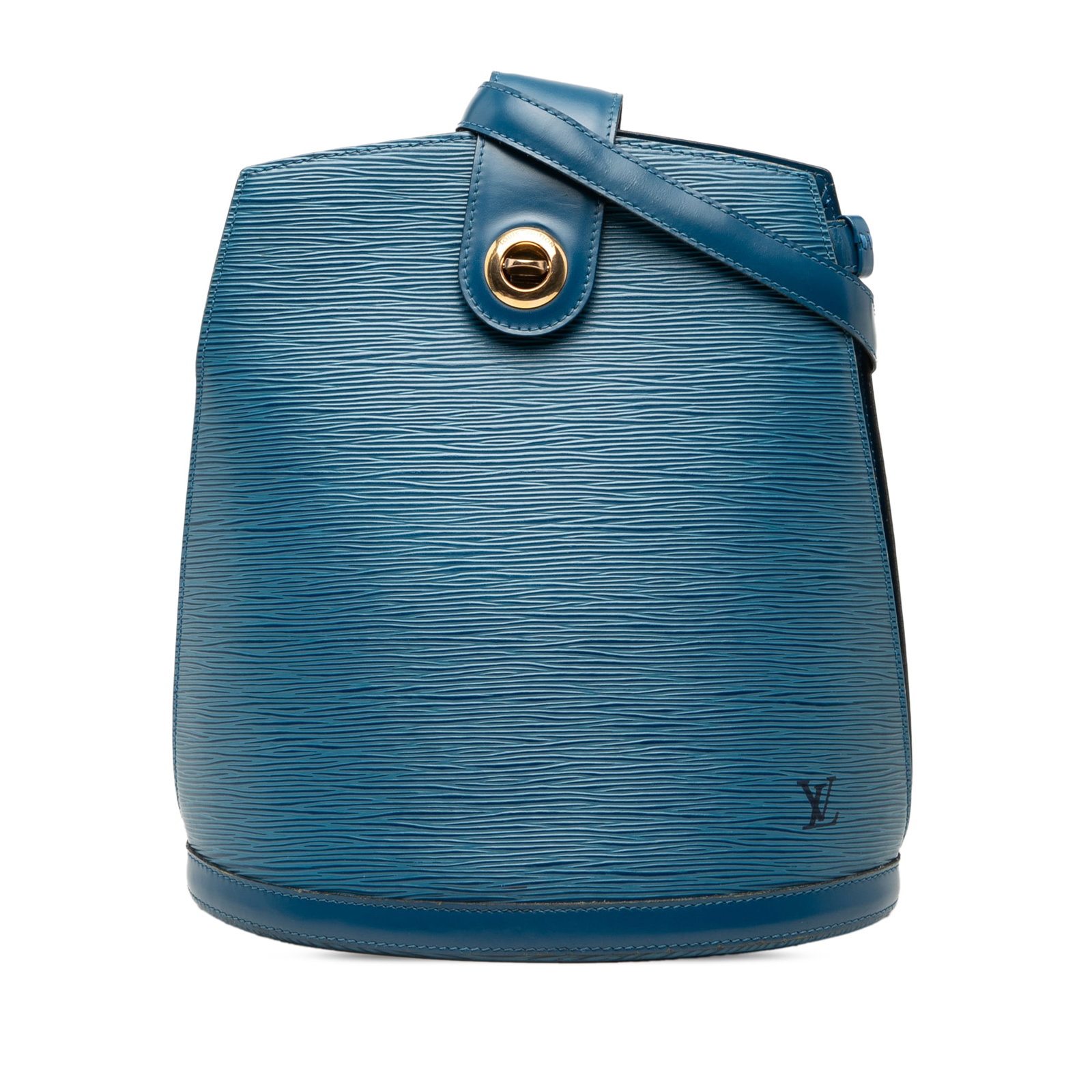 Louis Vuitton Epi Cluny Blue Leather Bag: Louis Vuitton Epi Cluny Blue Leather Bag This Louis Vuitton Epi Cluny bag features a distinctive blue epi leather body with a flat leather strap. It is designed with an open top, secured by a flat lea