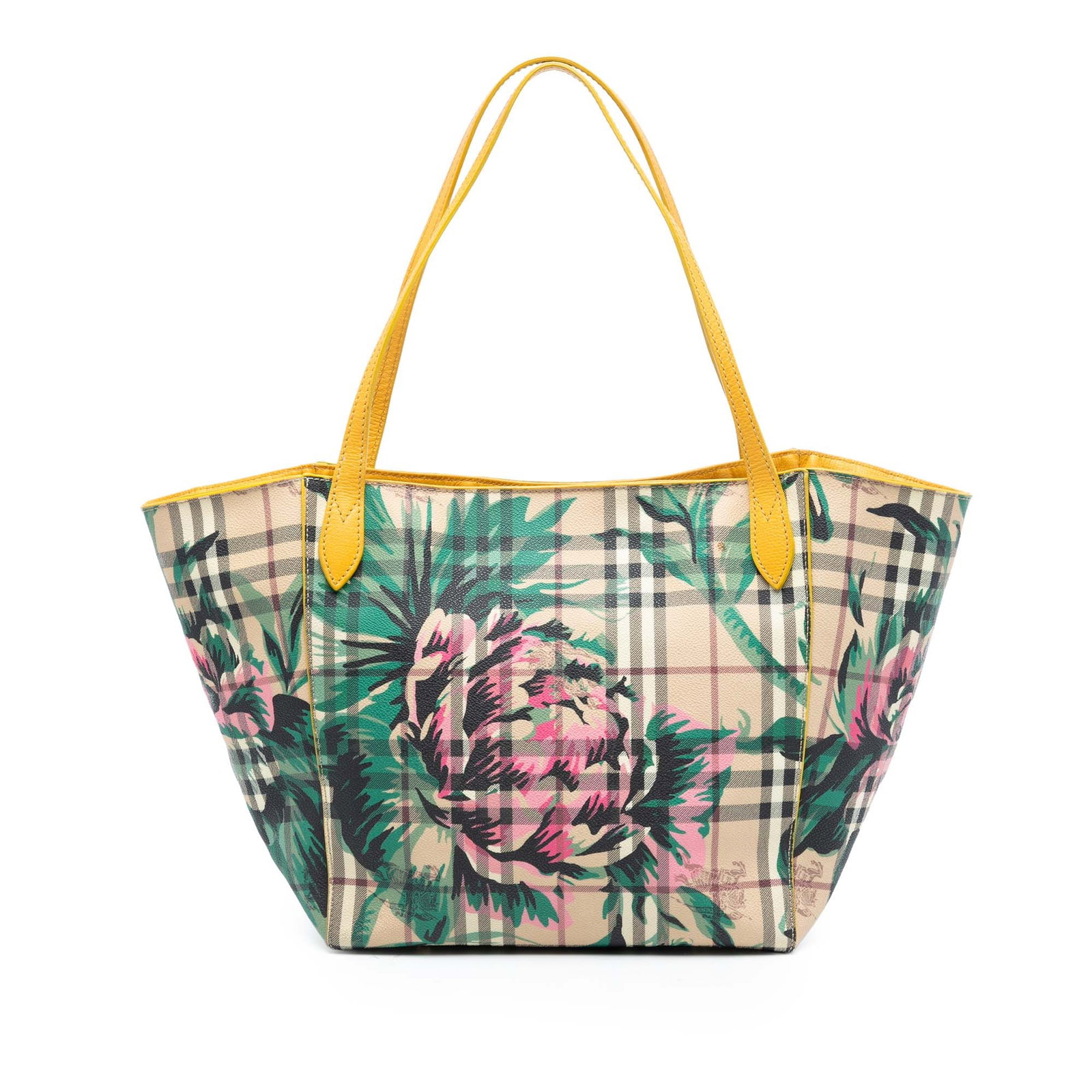 Burberry Canterbury Tote Small Floral Haymarket Check Coated Canvas Bag: Burberry Canterbury Tote Small Floral Haymarket Check Coated Canvas Bag This Burberry Small Haymarket Check Floral Print Canterbury Tote features a coated canvas body with the signature Haymarket chec
