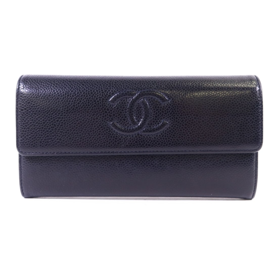 CHANEL Black Calfskin Bifold Purse SHW Long Wallet (1 of 18)