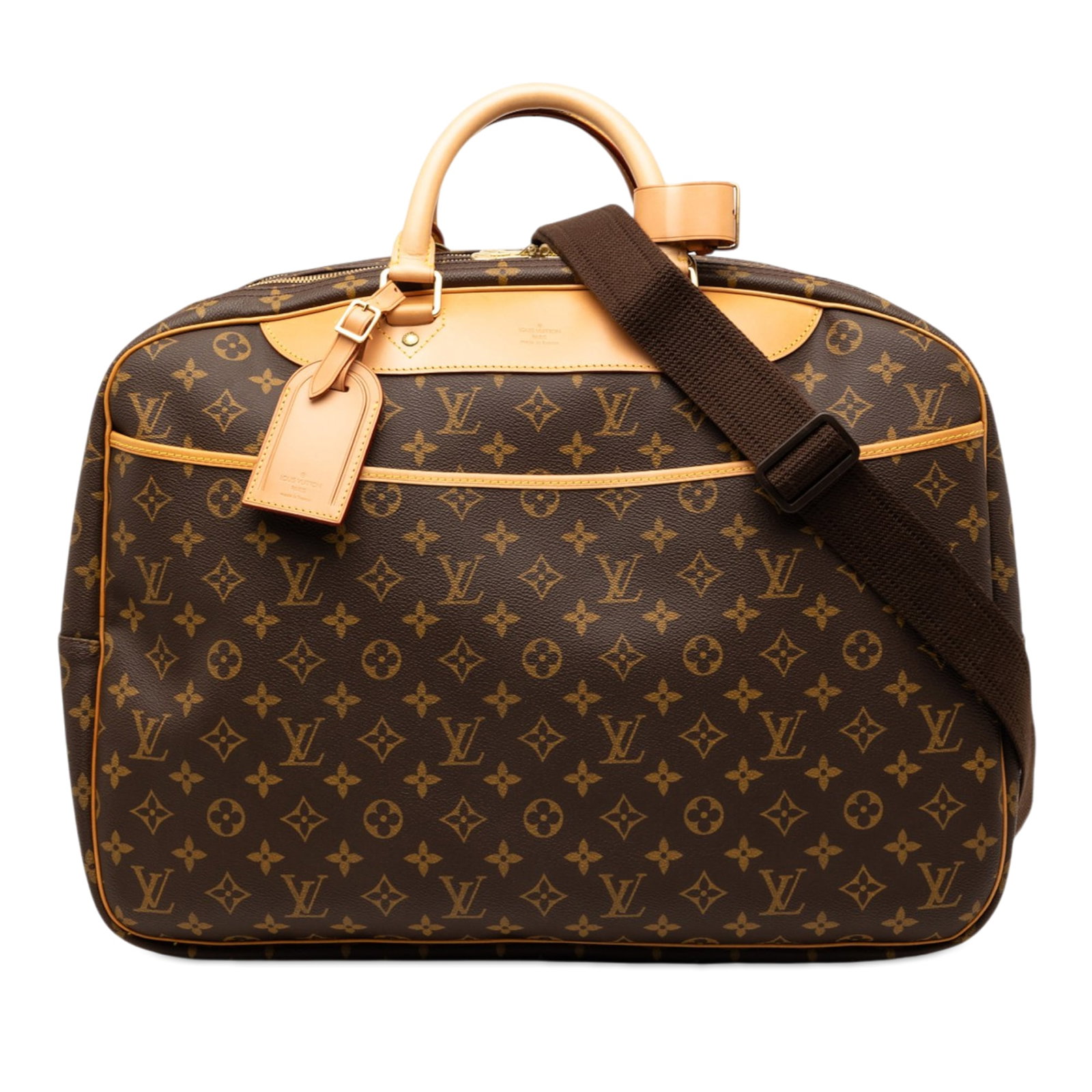 Louis Vuitton monogram canvas travel bag Alize 24 Heures: Louis Vuitton monogram canvas travel bag Alize 24 Heures The Louis Vuitton Monogram Alize 24 Heures is crafted from signature monogram canvas with vachetta leather trim and rolled leather handles. It 