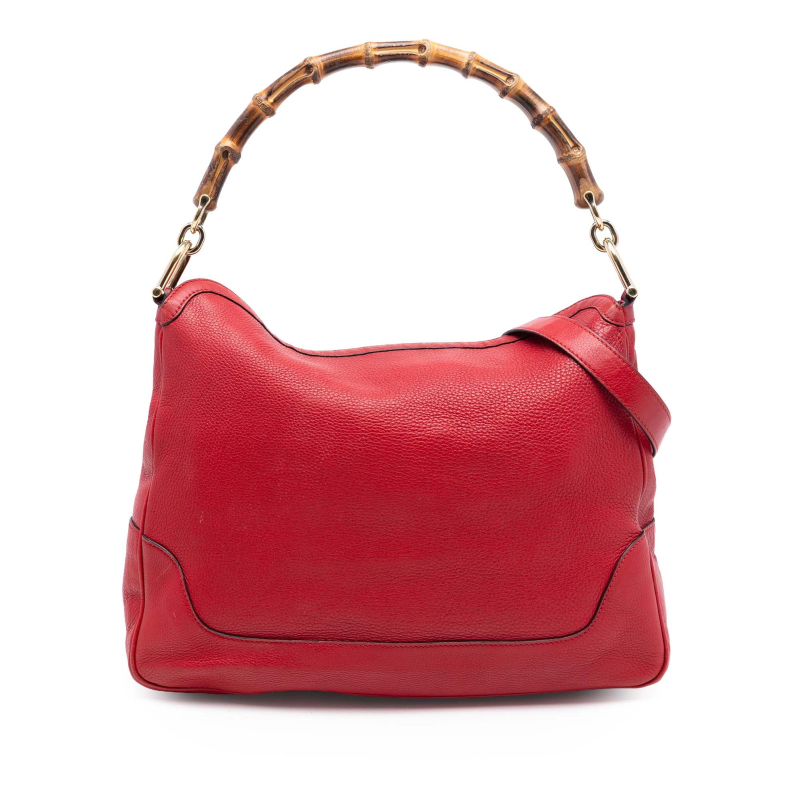 Gucci Diana Bamboo Handle Leather Satchel Bag Red: Gucci Diana Bamboo Handle Leather Satchel Bag Red This Gucci Calfskin Bamboo Diana Satchel features a red leather body with a distinctive bamboo handle. It includes a detachable flat leather strap, an