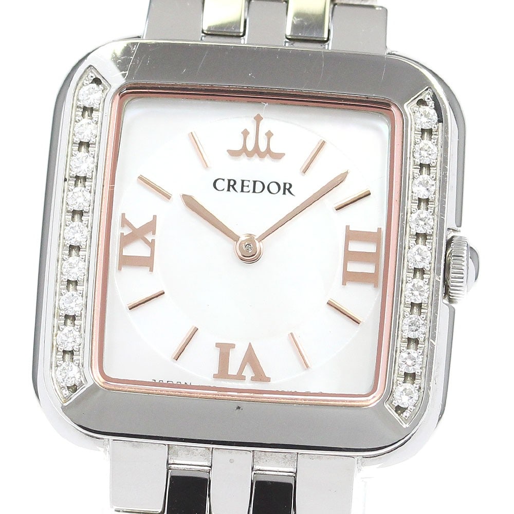 Seiko Credor Signo Women's Quartz Stainless Steel Wristwatch: Seiko Credor Signo Women's Quartz Stainless Steel Wristwatch This Seiko Credor Signo women's wristwatch features a stainless steel case and bracelet with a white shell dial. The watch is powered by a 