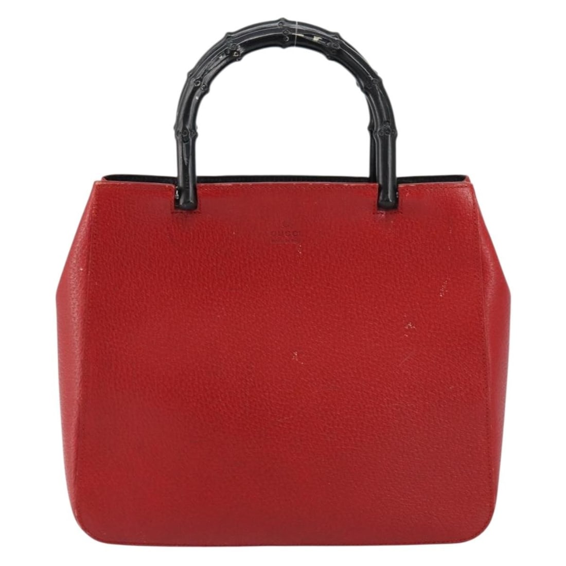 Red Leather Gucci Handbag Featuring Bamboo Handle Vintage Design (1 of 18)