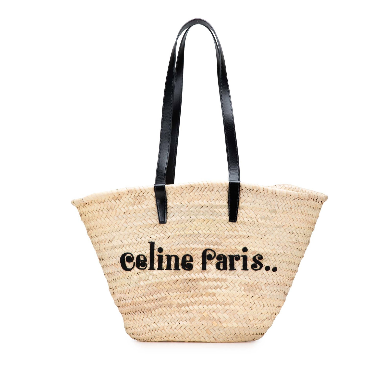 Celine Raffia Classic Panier Tote Natural Brown Woven Bag: Celine Raffia Classic Panier Tote Natural Brown Woven Bag The Celine Raffia Classic Panier Tote is a stylish and functional accessory featuring a beautifully woven raffia body complemented by flat lea