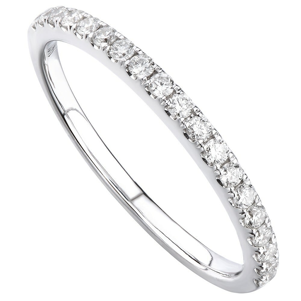 Rachel Koen 18K White Gold Diamond Wedding Band 0.26 ct IGI Certified: Rachel Koen 18K White Gold Diamond Wedding Band 0.26 ct IGI Certified This elegant Rachel Koen wedding band is crafted from luxurious 18K white gold and features a stunning total of 0.26 carats of spa
