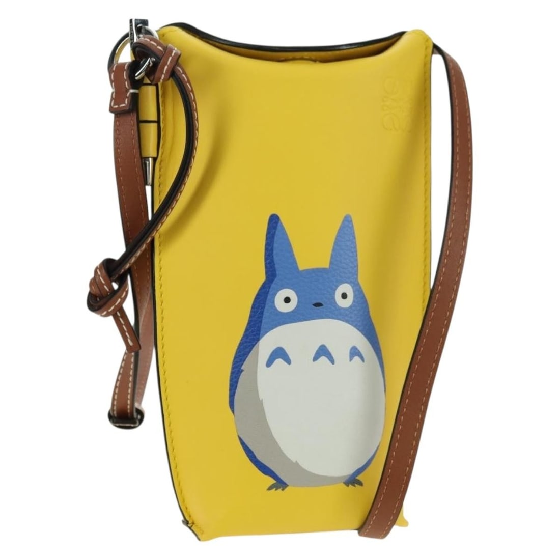 LOEWE Totoro Gate Pocket Medium Yellow Leather Shoulder Bag: LOEWE Totoro Gate Pocket Medium Yellow Leather Shoulder Bag This LOEWE x Studio Ghibli Gate Pocket Medium Totoro shoulder bag features a vibrant yellow leather exterior and is crafted in Spain. Design