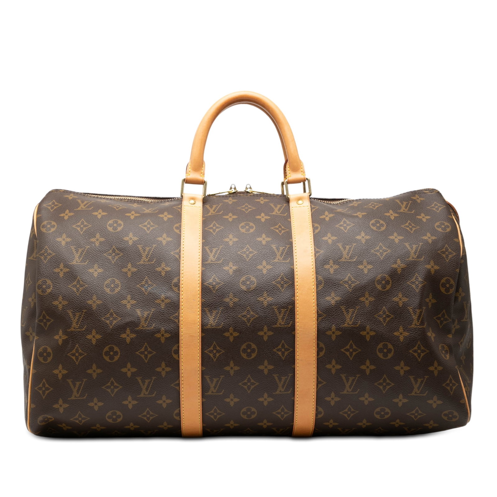 Louis Vuitton Keepall 50 Monogram Canvas Travel Bag with Leather Trim (1 of 8)