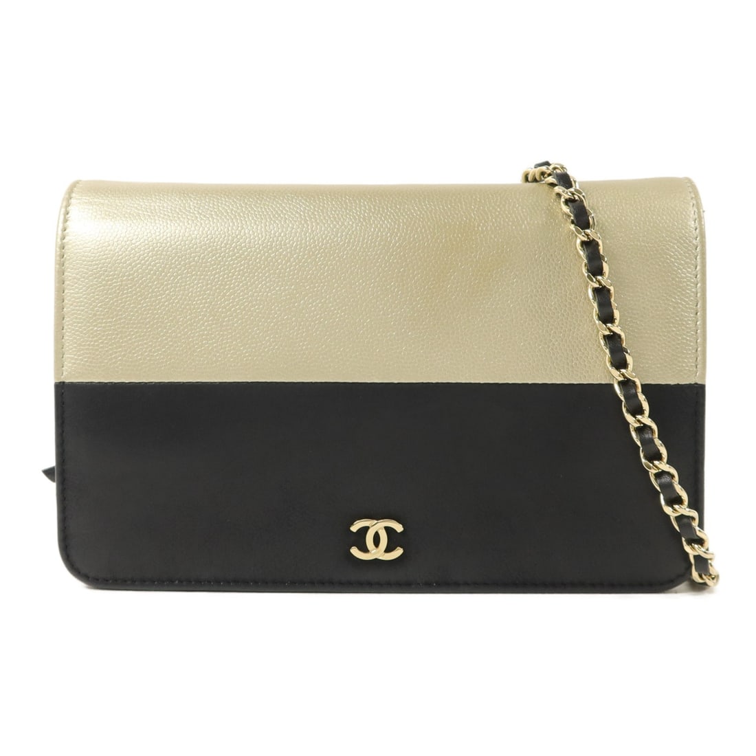 CHANEL WOC Black Calfskin Chain Shoulder Bag GHW: CHANEL WOC Black Calfskin Chain Shoulder Bag GHW This CHANEL Wallet On Chain (WOC) shoulder bag features a classic CC design with gold-tone hardware. Crafted from premium calfskin leather in black, it