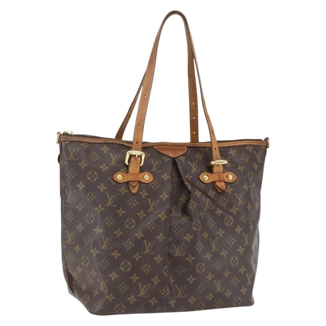 Louis Vuitton Monogram Canvas Palermo Tote Brown 45cm: Louis Vuitton Monogram Canvas Palermo Tote Brown 45cm This Louis Vuitton Palermo handbag is crafted from brown monogram canvas with leather trim. It features a spacious design suitable for everyday us