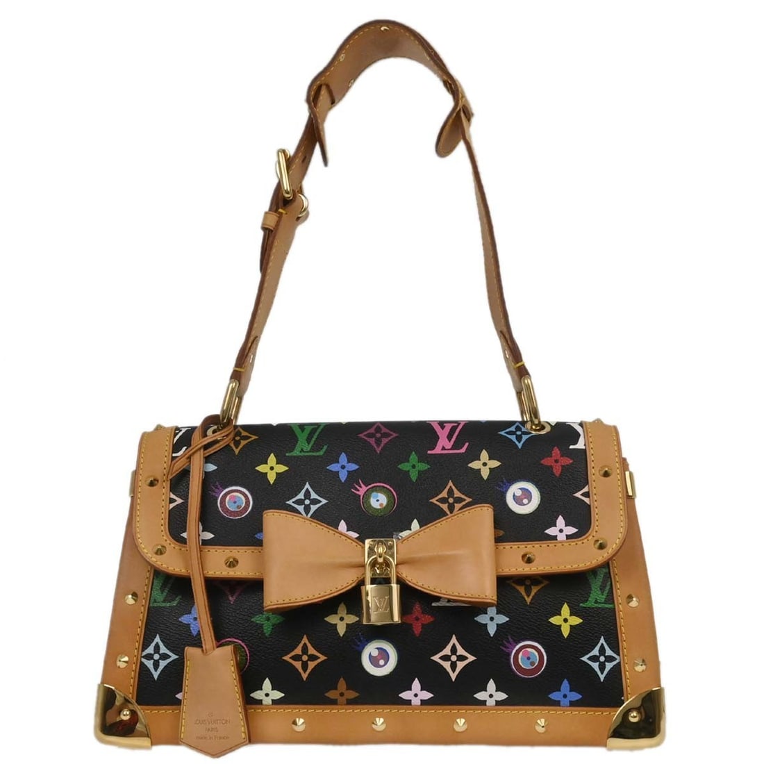 Louis Vuitton Eye Love Monogram Black Shoulder Handbag M92050: Louis Vuitton Eye Love Monogram Black Shoulder Handbag M92050 This Louis Vuitton Eye Love Monogram 'Eye Need You' handbag features a large black monogram canvas exterior with leather accents and a fla
