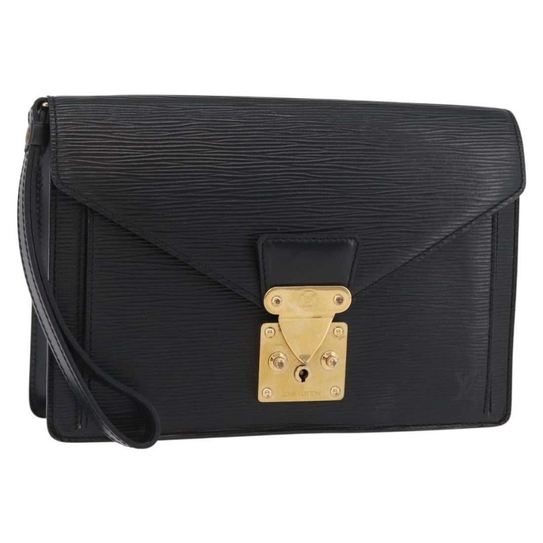 Louis Vuitton Dragonne Epi Leather Black Clutch Bag M52612: Louis Vuitton Dragonne Epi Leather Black Clutch Bag M52612 This Louis Vuitton Epi Serie Dragonne Clutch Bag is crafted from durable Epi leather in black (Noir) and features a sleek, structured silhoue