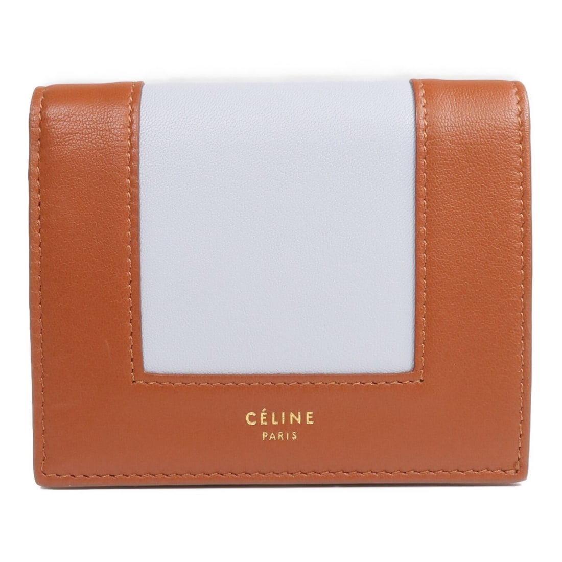 Celine Calfskin Bi-Fold Wallet Brown and Light Blue GHW: Celine Calfskin Bi-Fold Wallet Brown and Light Blue GHW This Celine bi-fold wallet is crafted from high-quality calfskin leather in a brown and light blue color combination. Designed for women, it off