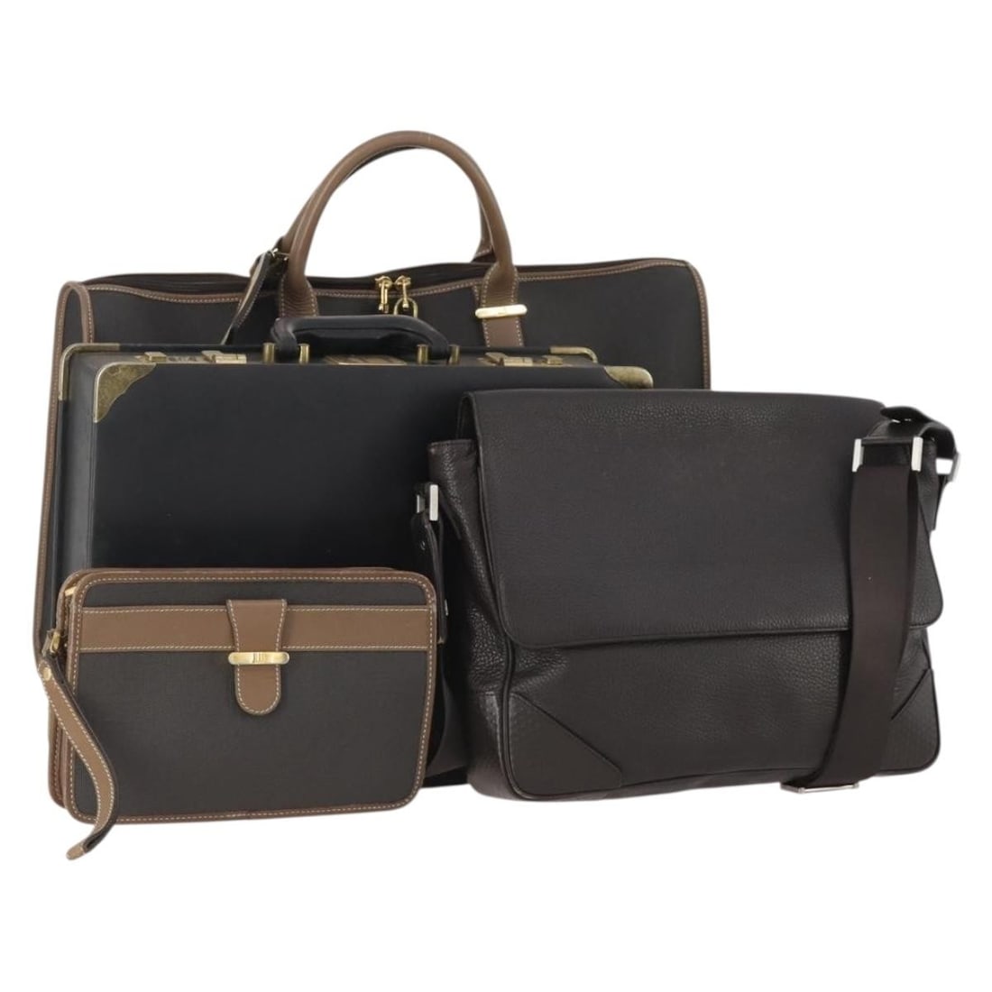 Set of 4 Dunhill Leather Tote Bags in Brown and Black with Accessories (1 of 18)
