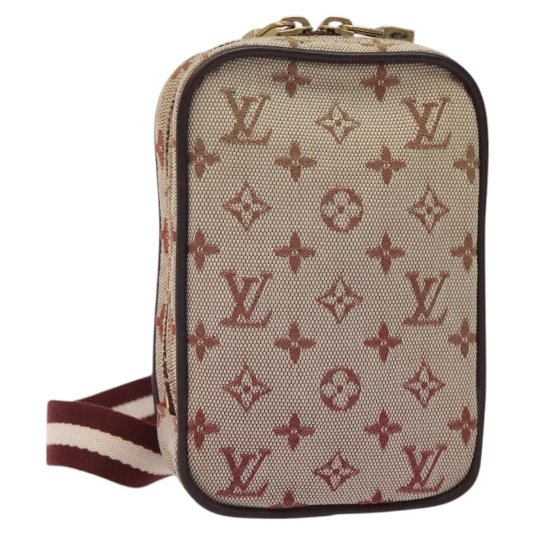 Louis Vuitton Monogram Mini Canvas Red Pouch with Shoulder Strap: Louis Vuitton Monogram Mini Canvas Red Pouch with Shoulder Strap This Louis Vuitton Monogram Mini US Digital Pouch in red features the signature Monogram Mini Canvas exterior. Designed for women, the 
