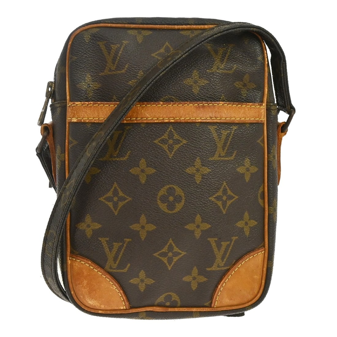 Louis Vuitton Danube Monogram Canvas Crossbody Bag M45266: Louis Vuitton Danube Monogram Canvas Crossbody Bag M45266 This Louis Vuitton Danube crossbody shoulder bag features the iconic monogram canvas leather exterior with brown leather accents and a zip clo