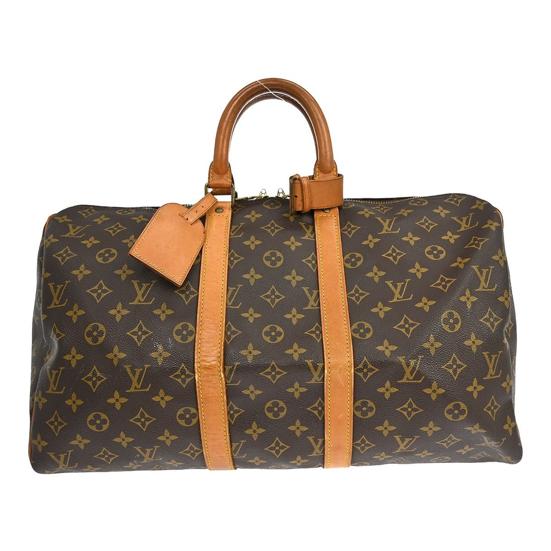 Louis Vuitton Keepall Monogram Canvas Travel Bag: Louis Vuitton Keepall Monogram Canvas Travel Bag This Louis Vuitton Keepall Bag features the iconic monogram canvas design in brown. Suitable for all genders, this classic travel bag is crafted from d