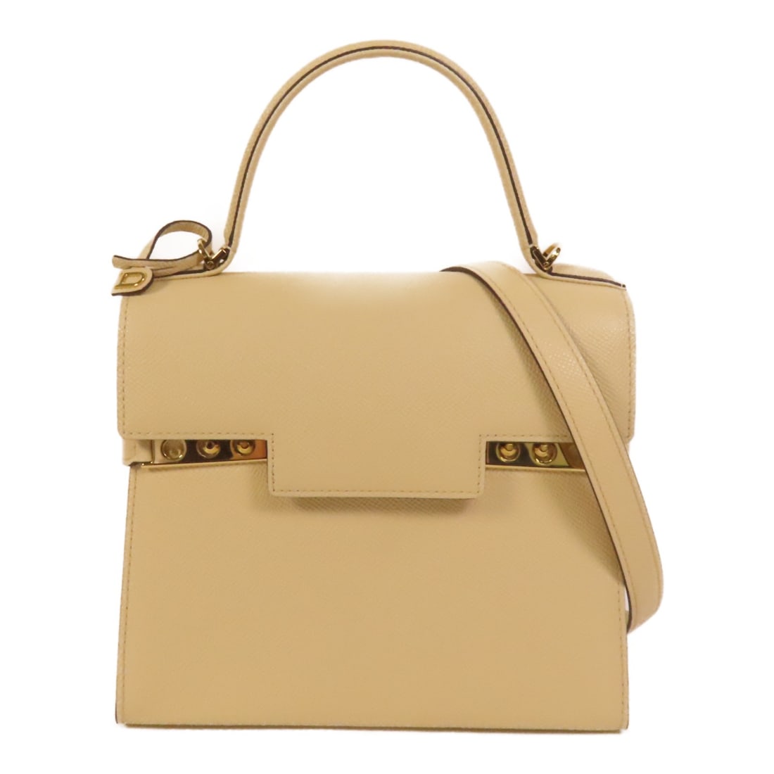 Delvaux Tempete PM beige calfskin 2way shoulder bag GHW: Delvaux Tempete PM beige calfskin 2way shoulder bag GHW This Delvaux Tempete PM 2-way shoulder bag is crafted from beige calfskin leather, offering both elegance and versatility. Designed for women, i