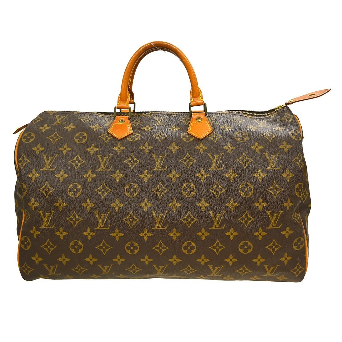 Louis Vuitton Speedy Brown Canvas Handbag 40cm x 26cm x 19cm: Louis Vuitton Speedy Brown Canvas Handbag 40cm x 26cm x 19cm This Louis Vuitton Speedy handbag features the iconic monogram canvas in brown, designed for women. The bag shows visible signs of wear, in