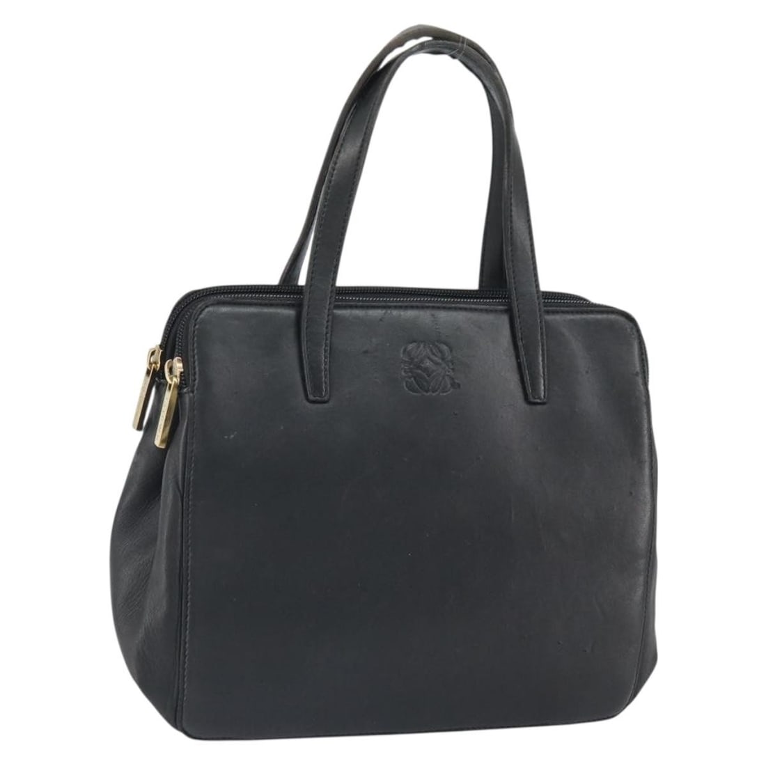LOEWE Anagram black gold leather handbag Spain auth: LOEWE Anagram black gold leather handbag Spain auth This LOEWE Anagram handbag is crafted from black and gold leather and features a structured silhouette. Designed for women, it is made in Spain and 