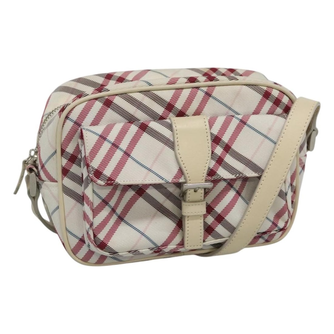 Burberry Pink Silver Nylon Shoulder Bag Nova Check Japan: Burberry Pink Silver Nylon Shoulder Bag Nova Check Japan This Burberry Nova Check shoulder bag features a pink and silver nylon exterior, offering a stylish and compact design. Made in Japan, the bag 