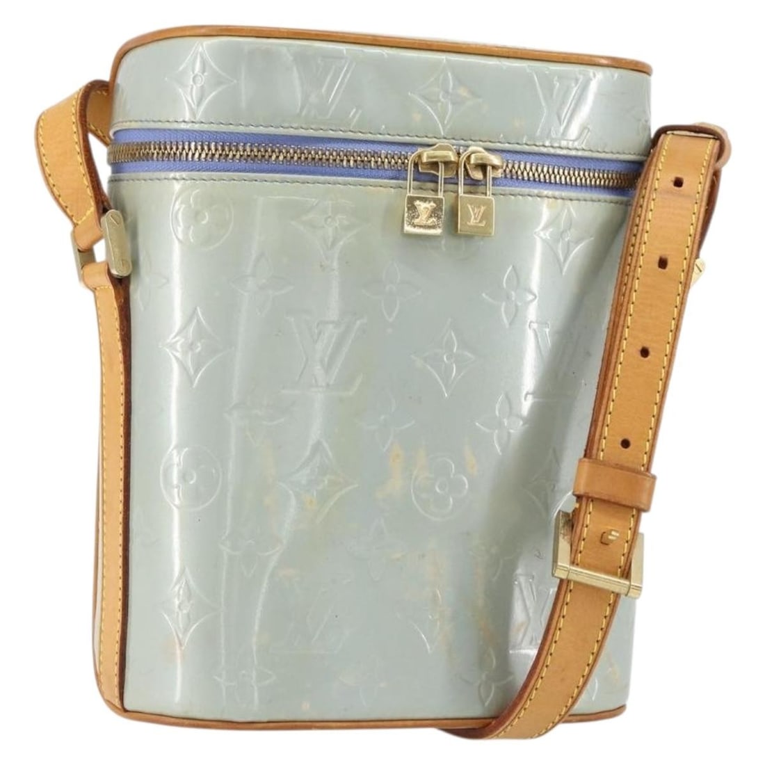 Louis Vuitton Sullivan Gray Patent Leather Monogram Vernis Handbag: Louis Vuitton Sullivan Gray Patent Leather Monogram Vernis Handbag This Louis Vuitton Sullivan Handbag showcases the Monogram Vernis in gray patent leather. Designed for women, it features a structure