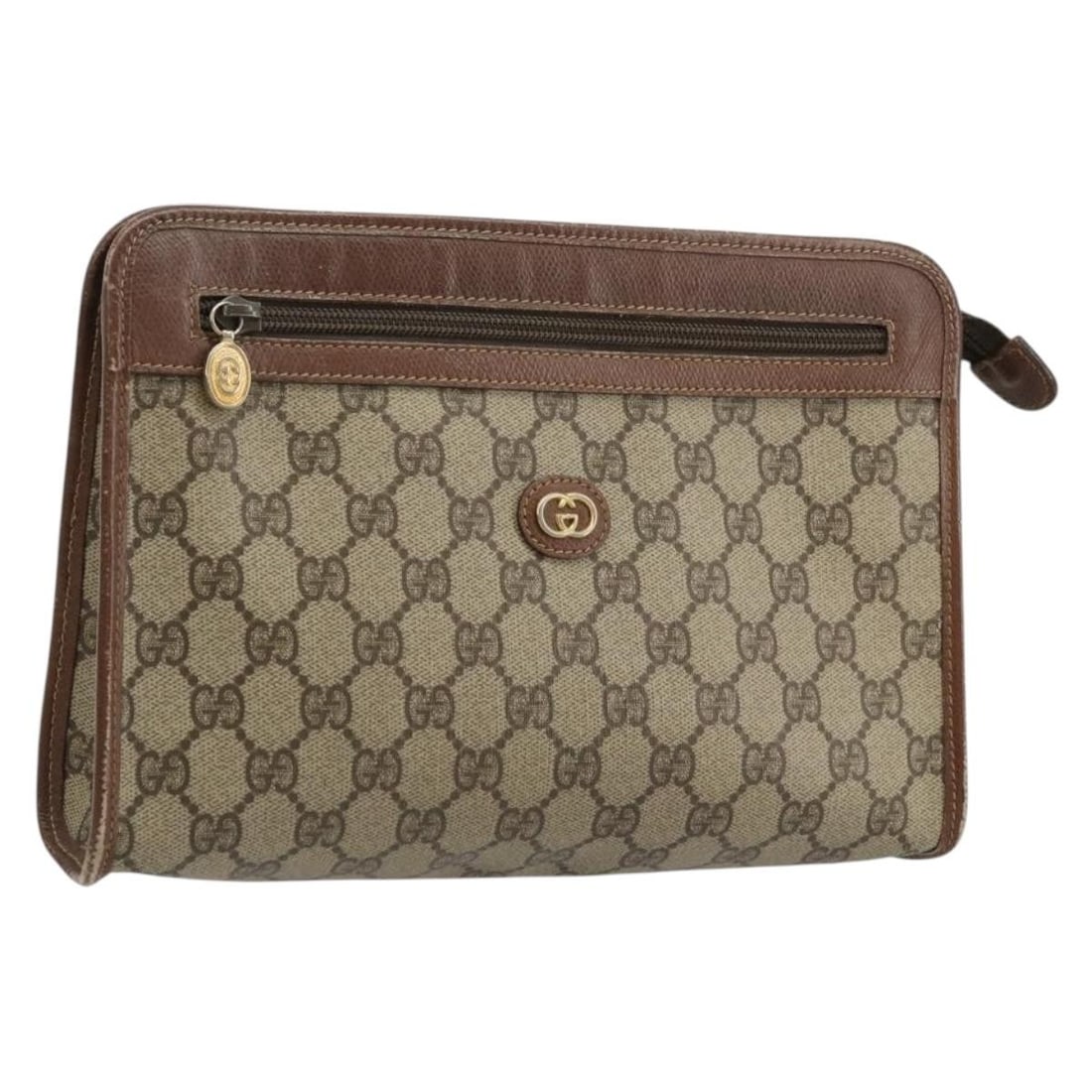 Gucci Beige Gold PVC Leather Clutch 014 115 6063 Italy: Gucci Beige Gold PVC Leather Clutch 014 115 6063 Italy This GUCCI GG Supreme Clutch Bag features a beige and gold colorway crafted from PVC leather and GG canvas. Designed for women, this Italian-made