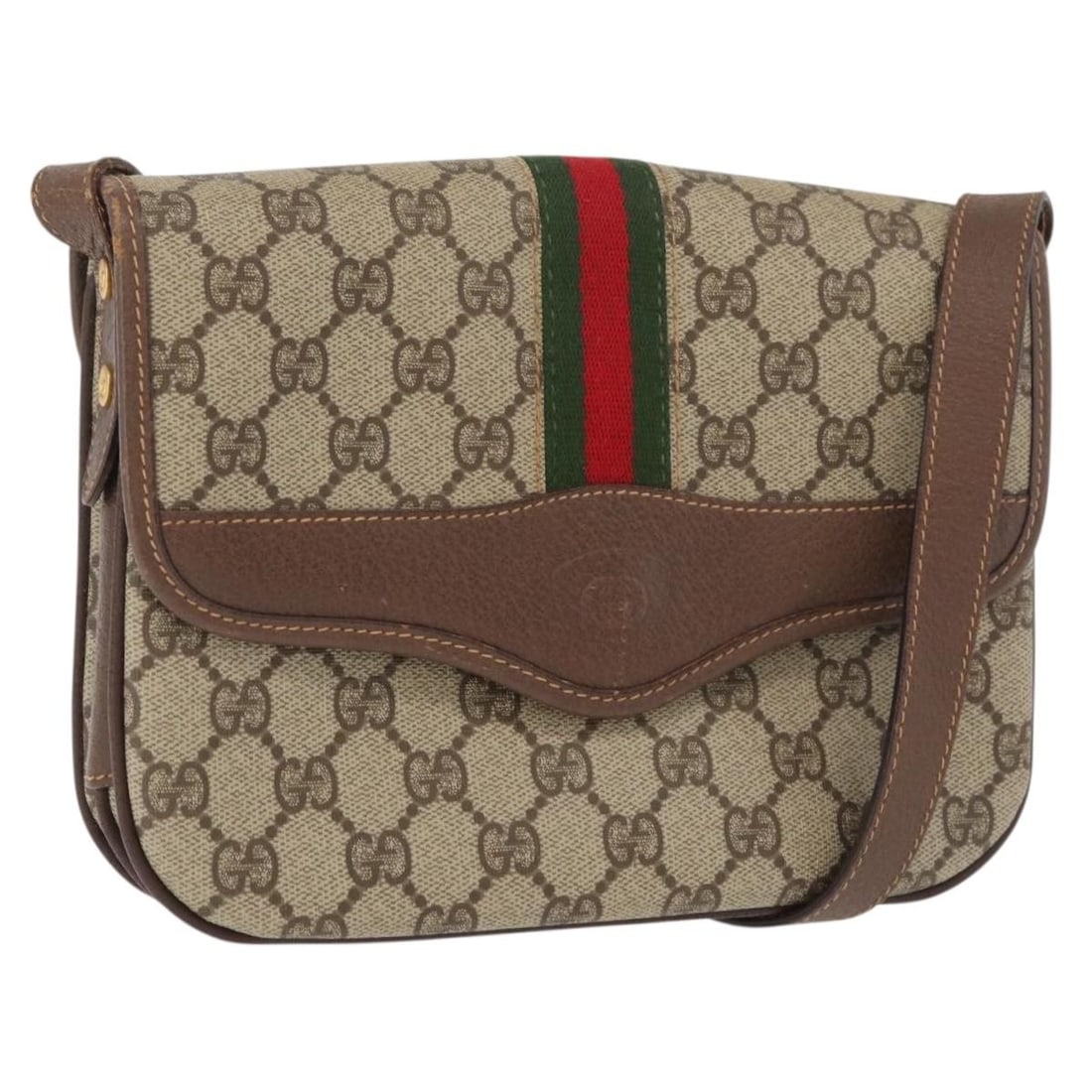 Gucci Sherry Line GG Supreme Beige Gold Shoulder Bag: Gucci Sherry Line GG Supreme Beige Gold Shoulder Bag This GUCCI GG Supreme Web Sherry Line shoulder bag is crafted from durable beige and gold PVC leather with GG canvas accents. Designed for women, i