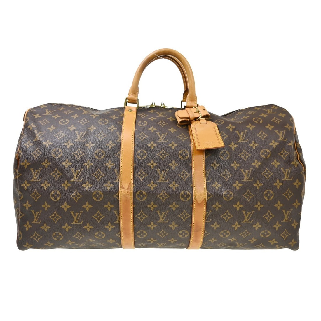 Louis Vuitton Keepall Monogram Canvas Travel Bag 55cm x 30cm x 25cm: Louis Vuitton Keepall Monogram Canvas Travel Bag 55cm x 30cm x 25cm This Louis Vuitton Keepall Bag features the iconic monogram canvas in brown and is designed for unisex use. Crafted in France, the b
