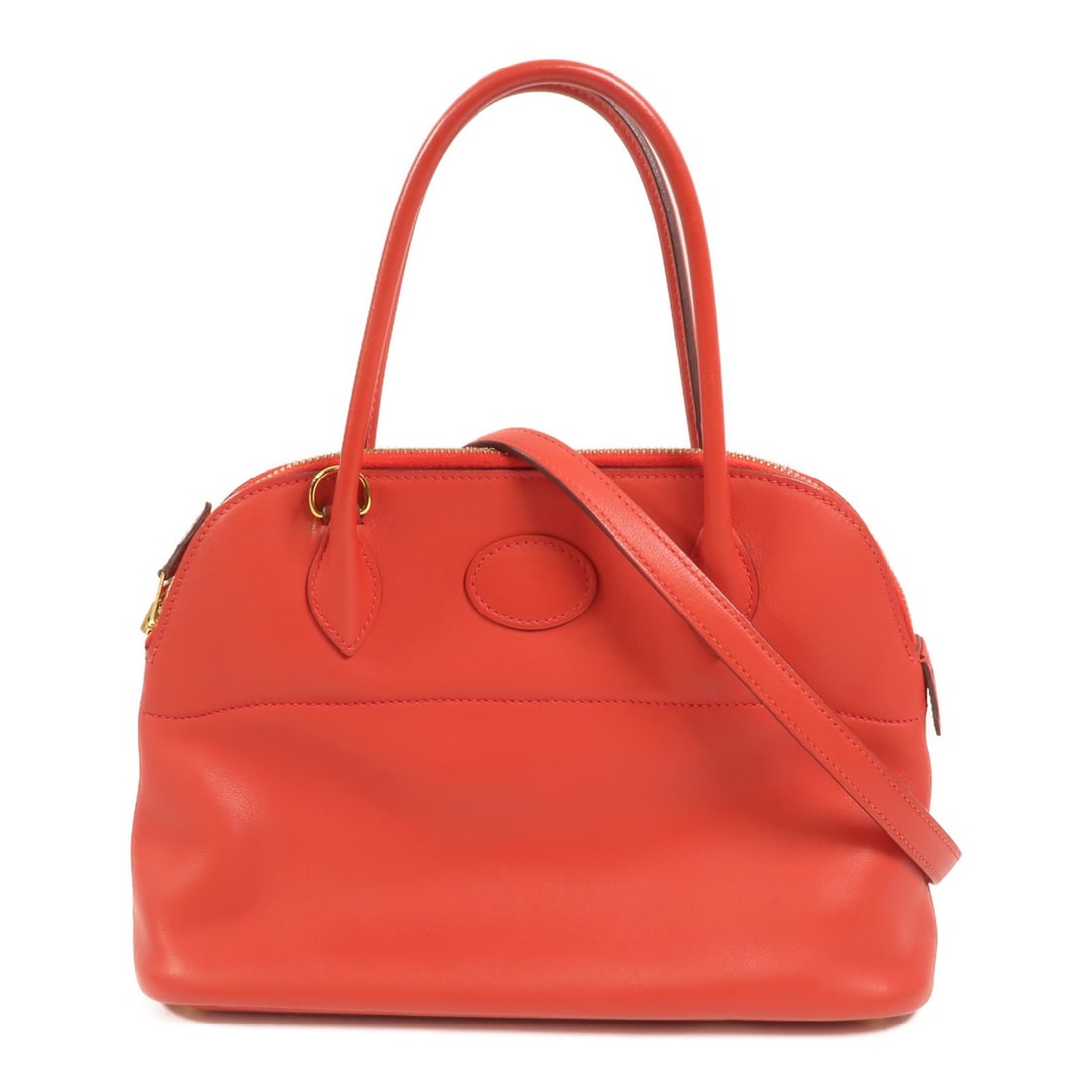 Hermes Bolide 27 Red Calfskin Shoulder Bag with Gold Hardware: Hermes Bolide 27 Red Calfskin Shoulder Bag with Gold Hardware This Hermes Bolide 27 is a versatile 2-way shoulder bag crafted from Veau Swift calfskin leather in a rich red hue. Designed for women, it