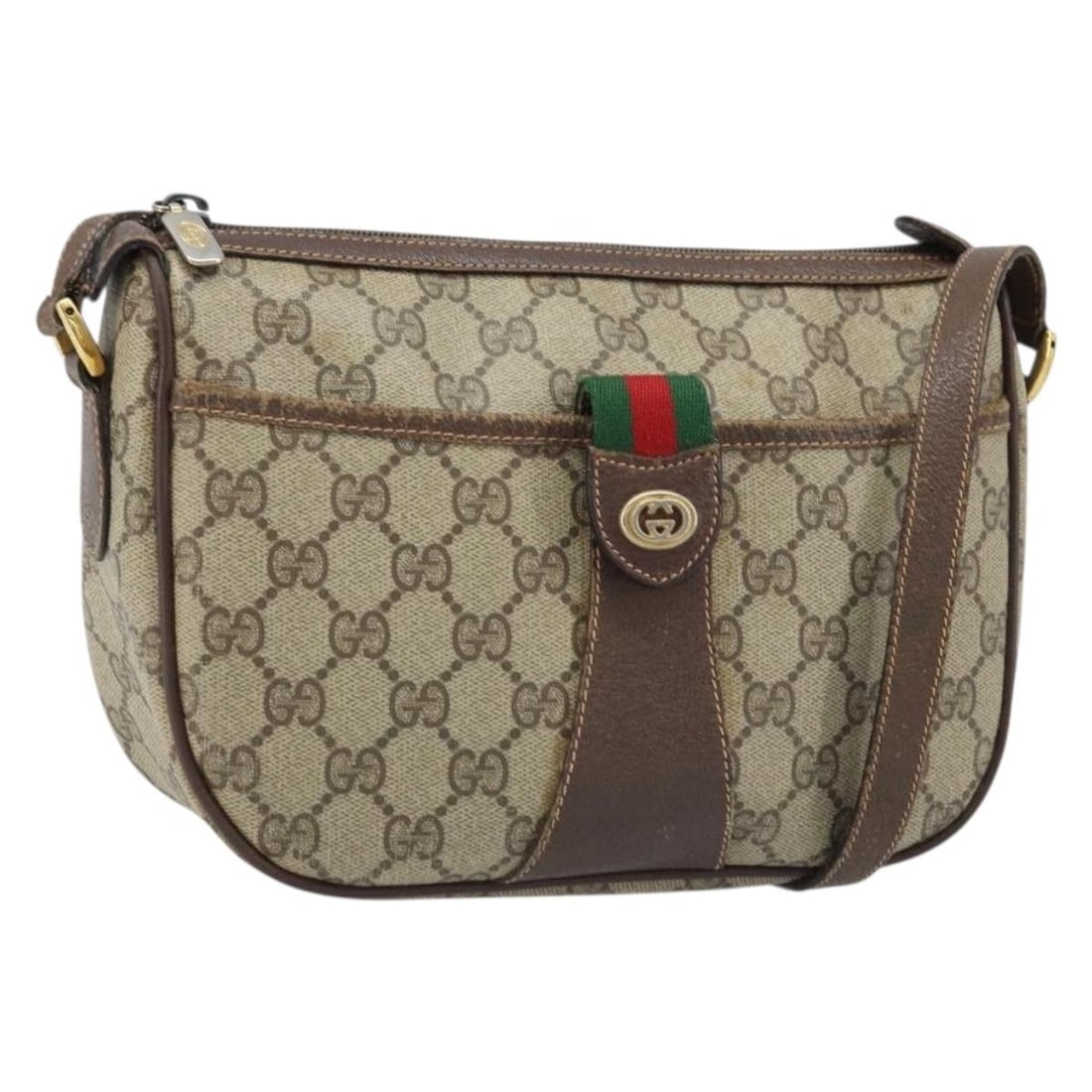 GG Supreme Web Sherry Line Shoulder Bag Beige Red PVC Leather 89 02 032: GG Supreme Web Sherry Line Shoulder Bag Beige Red PVC Leather 89 02 032 This is a GUCCI GG Supreme Web Sherry Line shoulder bag crafted from beige and red PVC leather with GG canvas. The bag features 