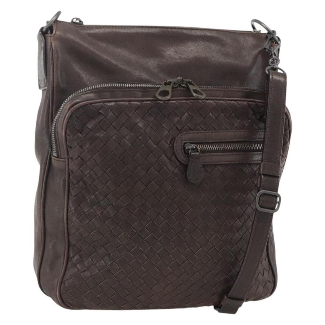 Bottega Veneta Intrecciato Brown Leather Shoulder Bag 189225 with Padlock and Key (1 of 18)