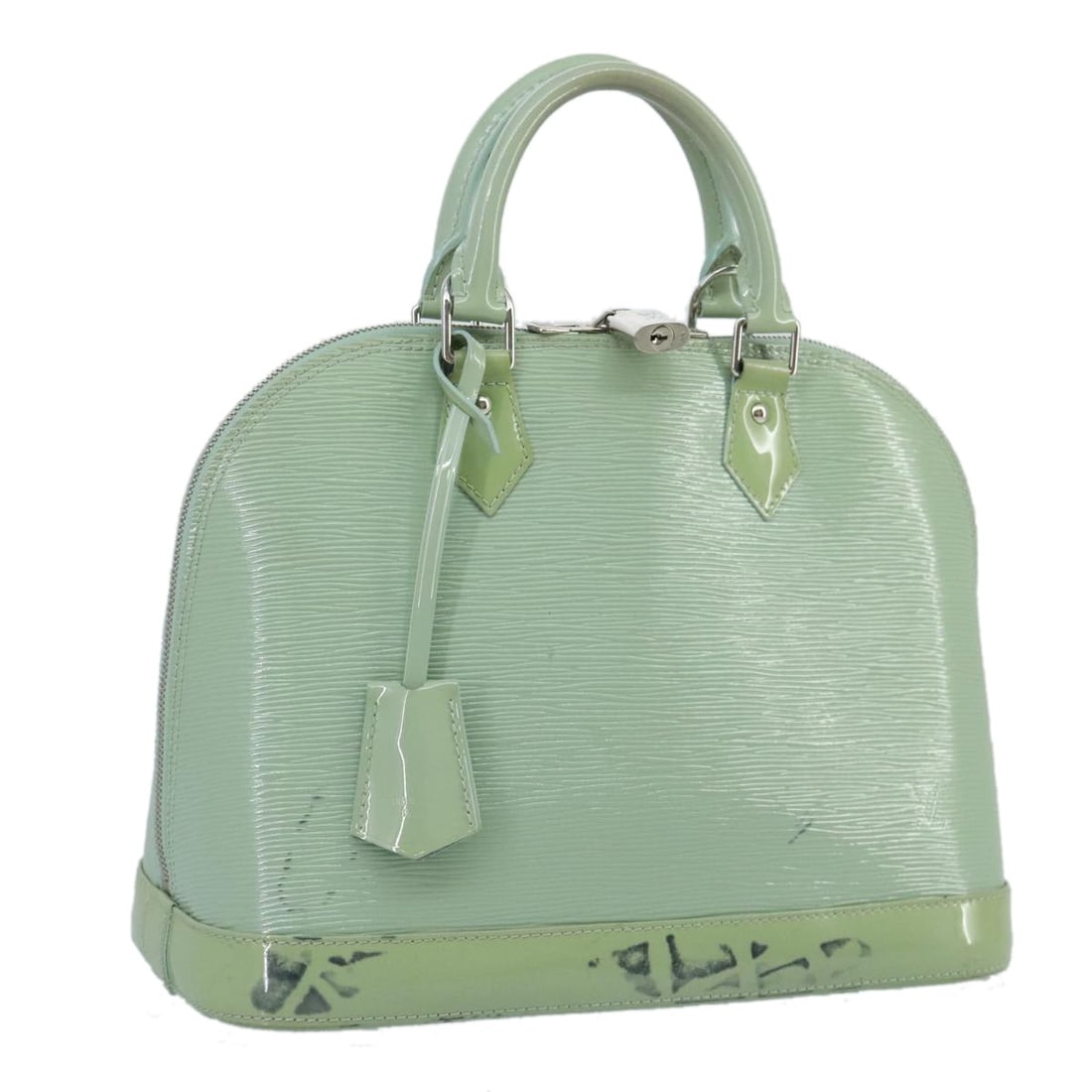 Green Electric Epi Leather Alma Satchel by Louis Vuitton: Green Electric Epi Leather Alma Satchel by Louis Vuitton This Louis Vuitton Alma handbag features the iconic Electric Epi leather in a striking green color, designed for women. Made in France, the bag