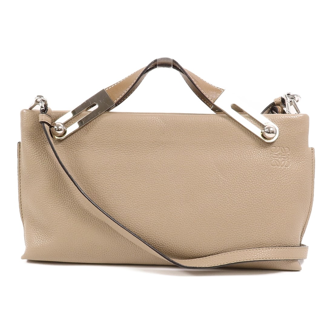 LOEWE Missy calfskin 2 way shoulder bag sand brown: LOEWE Missy calfskin 2 way shoulder bag sand brown This LOEWE Missy 2-way shoulder bag is crafted from premium calfskin leather in a sand brown color. Designed for versatility, it can be worn as a sho