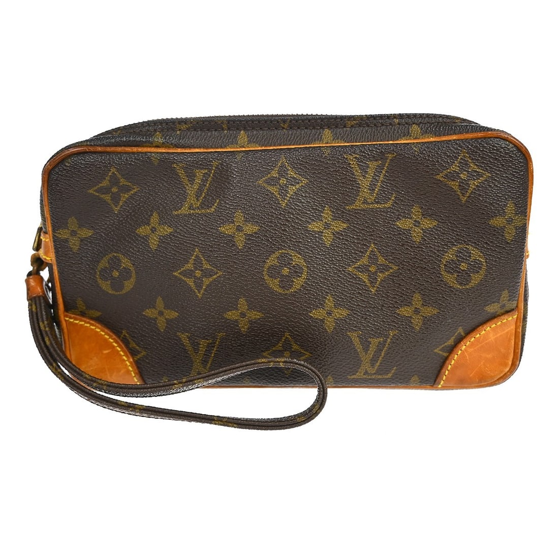 Louis Vuitton Monogram Leather Marly Dragonne PM Clutch Bag: Louis Vuitton Monogram Leather Marly Dragonne PM Clutch Bag This Louis Vuitton Marly Dragonne PM clutch bag features the iconic monogram pattern and is crafted from brown leather. Designed for unisex 