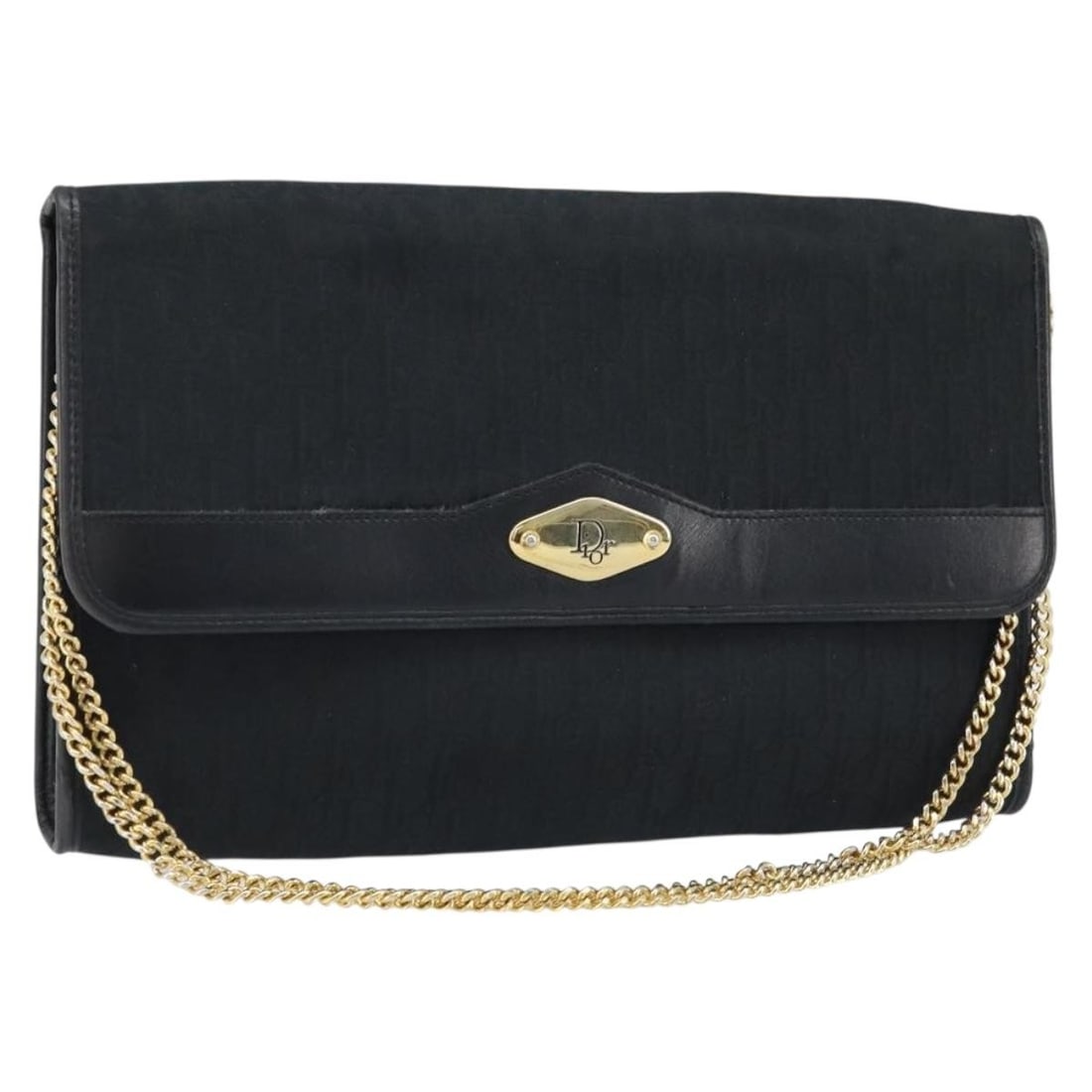 Black Gold Trotter Canvas Chain Shoulder Bag by Christian Dior: Black Gold Trotter Canvas Chain Shoulder Bag by Christian Dior This Christian Dior Trotter Canvas Chain Shoulder Bag features a black and gold color scheme with the iconic Trotter canvas exterior. Des