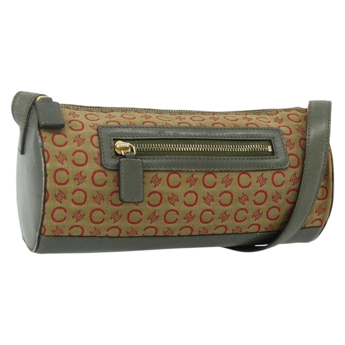 Celine C Macadam Beige Gold Canvas Shoulder Bag: Celine C Macadam Beige Gold Canvas Shoulder Bag This CELINE C Macadam Canvas shoulder bag features a beige and gold color scheme and is crafted from the signature C Macadam canvas. The bag has a compa