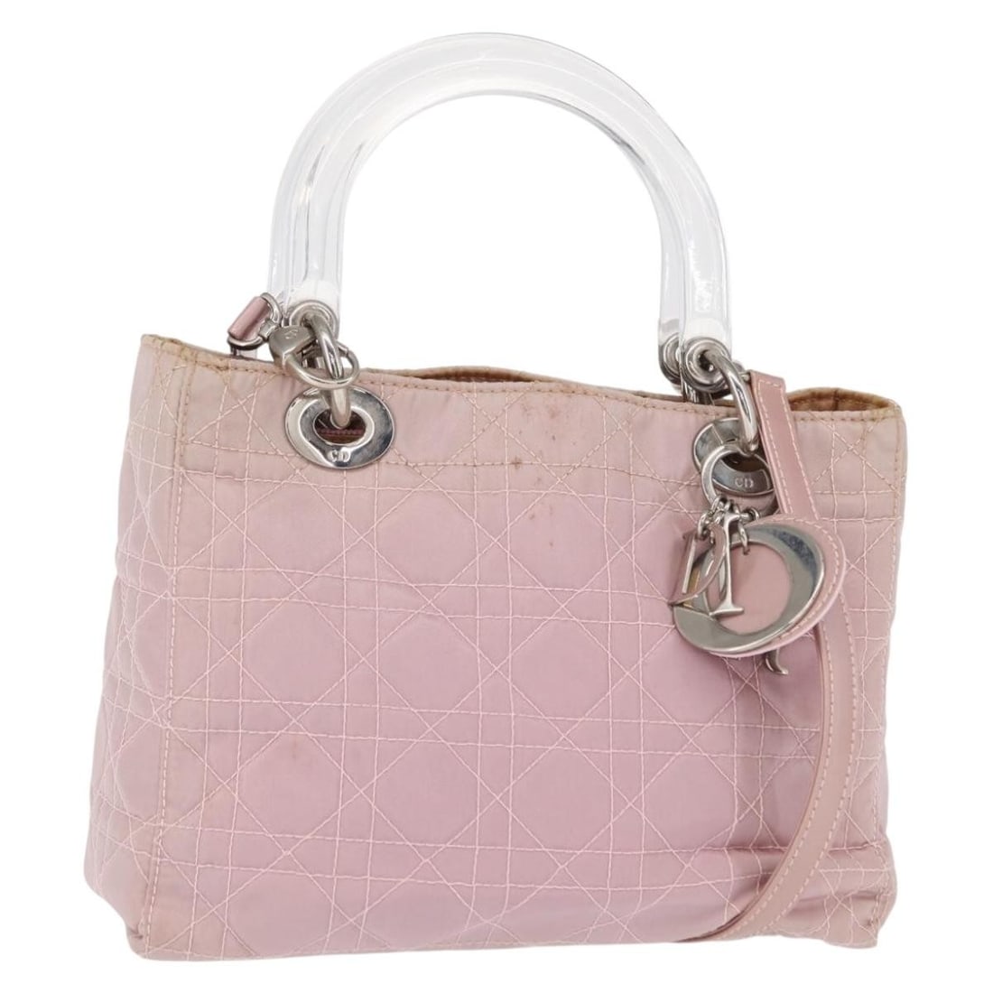 Christian Dior Pink Silver Nylon Canage Hand Bag Auth 2-Way: Christian Dior Pink Silver Nylon Canage Hand Bag Auth 2-Way Discover the elegance of the Christian Dior Canage Hand Bag, a chic accessory crafted in Italy. This stylish handbag features a bright pink 