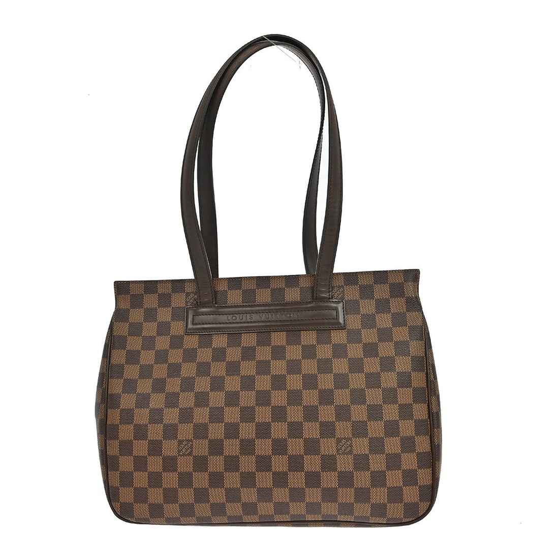 Louis Vuitton Parioli PM Damier Ebene Shoulder Bag: Louis Vuitton Parioli PM Damier Ebene Shoulder Bag This Louis Vuitton Parioli PM shoulder bag features the iconic Damier Ebene pattern and is crafted from Damier canvas with leather trim. The bag is d