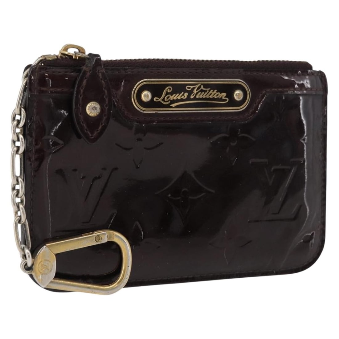Louis Vuitton Amarante Vernis Coin Purse Pochette Cles NM M93557: Louis Vuitton Amarante Vernis Coin Purse Pochette Cles NM M93557 This Louis Vuitton Vernis Pochette Cles NM coin purse in Amarante patent leather offers a stylish and compact solution for carrying sma