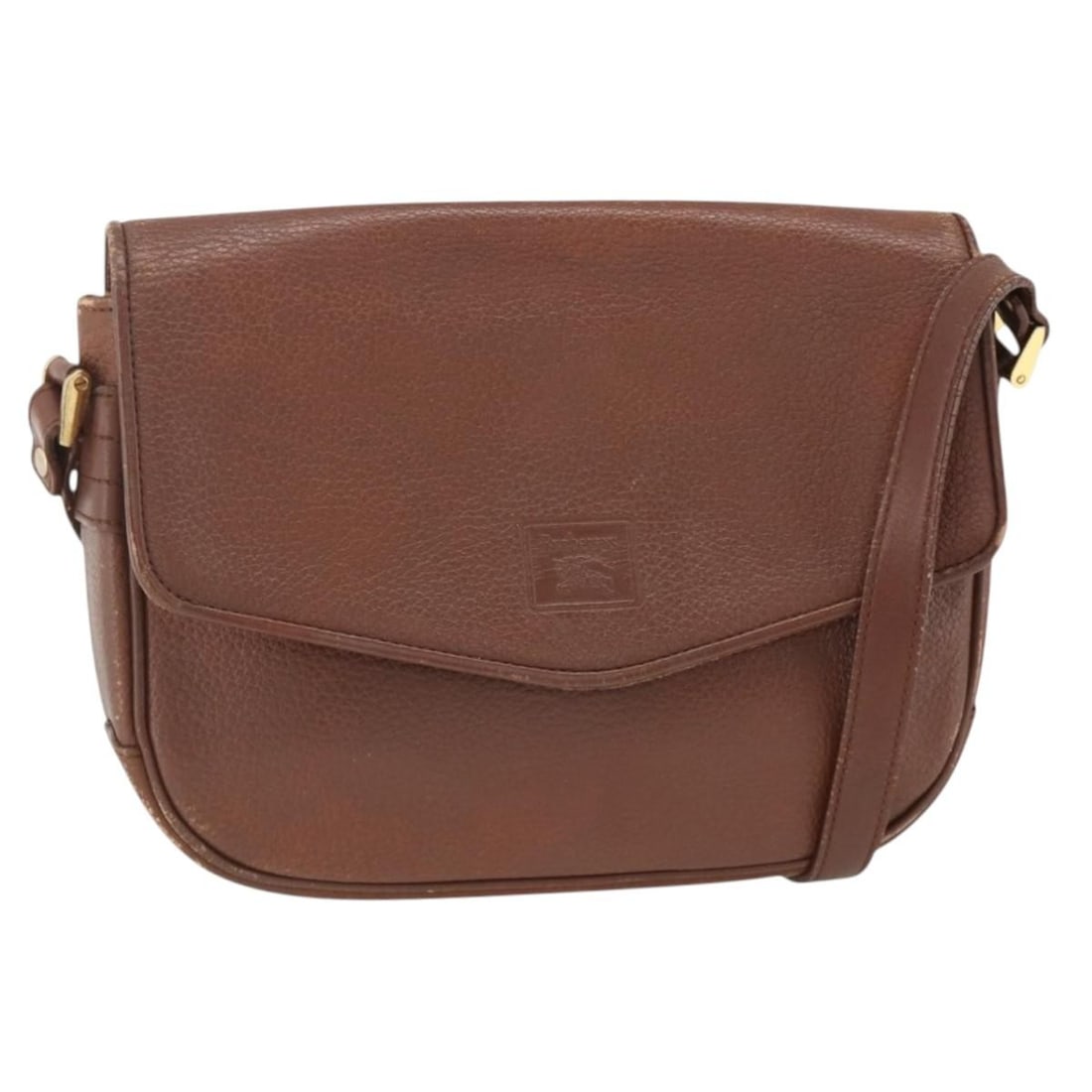 Burberrys Brown Leather Shoulder Bag with Gold Tone Accents: Burberrys Brown Leather Shoulder Bag with Gold Tone Accents This Burberrys women's shoulder bag features a brown leather exterior with gold-tone accents. The bag is designed with a practical shoulder 