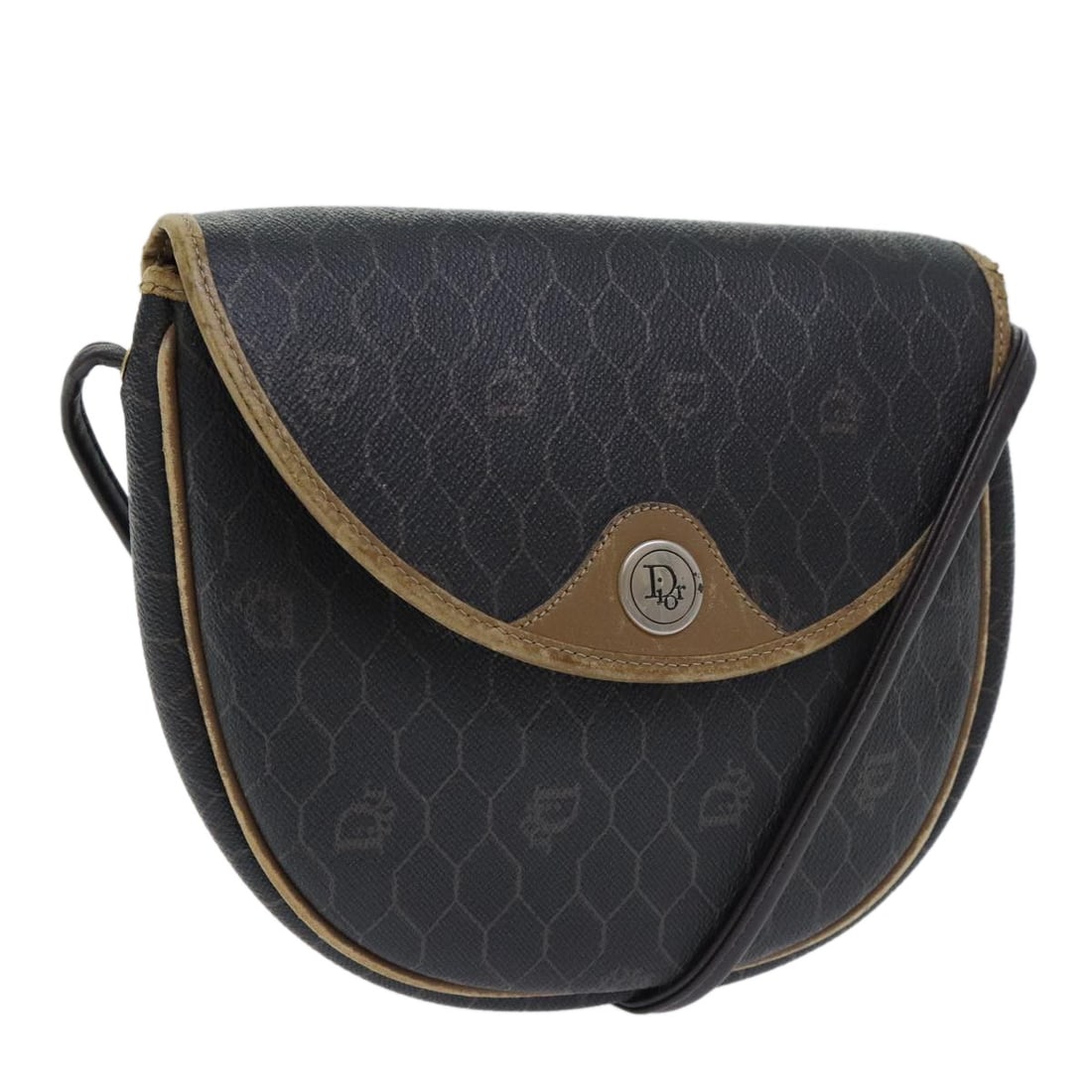 Christian Dior Honeycomb Canvas Black PVC Shoulder Bag with Gold Tone Accents: Christian Dior Honeycomb Canvas Black PVC Shoulder Bag with Gold Tone Accents This Christian Dior shoulder bag features the iconic honeycomb canvas with PVC leather in black and gold. Designed for wom