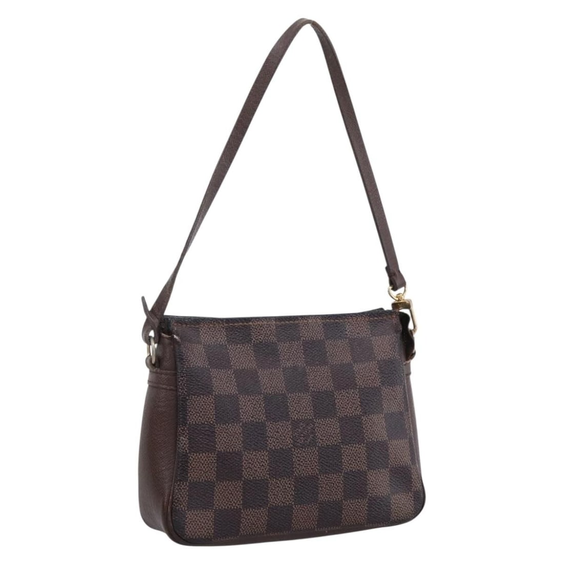 Louis Vuitton Damier Ebene canvas makeup pouch N51982: Louis Vuitton Damier Ebene canvas makeup pouch N51982 This is a Louis Vuitton Damier Ebene Trousse makeup pouch, crafted from Damier Ebene canvas. The pouch is designed for women and features a classi