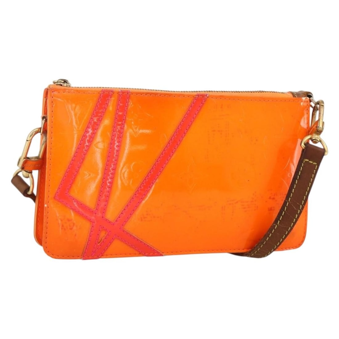 Louis Vuitton Vernis Fluo Orange Lexington Patent Leather Accessory Pouch M91908: Louis Vuitton Vernis Fluo Orange Lexington Patent Leather Accessory Pouch M91908 This is a Louis Vuitton Monogram Vernis Fluo Lexington accessory pouch in orange patent leather. Designed for women, th