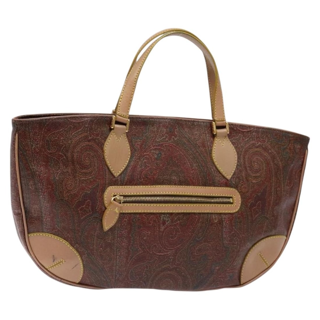 ETRO Paisley Tote Bag Brown Gold PVC Leather Made in Italy: ETRO Paisley Tote Bag Brown Gold PVC Leather Made in Italy This ETRO Tote Bag combines functionality with a touch of luxury, crafted from durable PVC leather in a rich brown and gold color scheme. Mea