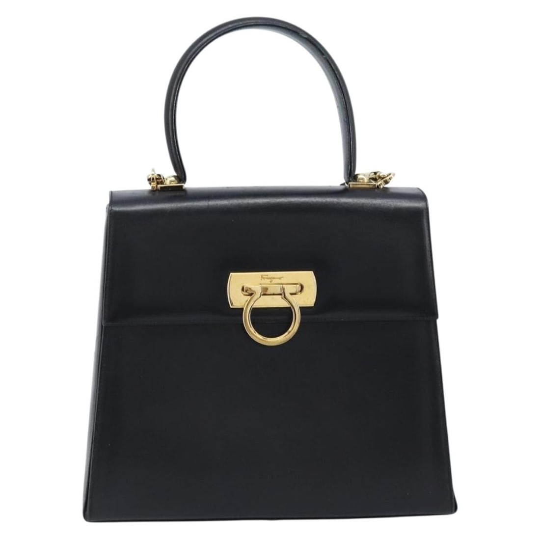 Gancini Convertible Black Leather Top Handle Bag by Salvatore Ferragamo: Gancini Convertible Black Leather Top Handle Bag by Salvatore Ferragamo This Salvatore Ferragamo Gancini Convertible Top Handle Bag is crafted from black leather and features a versatile design with b