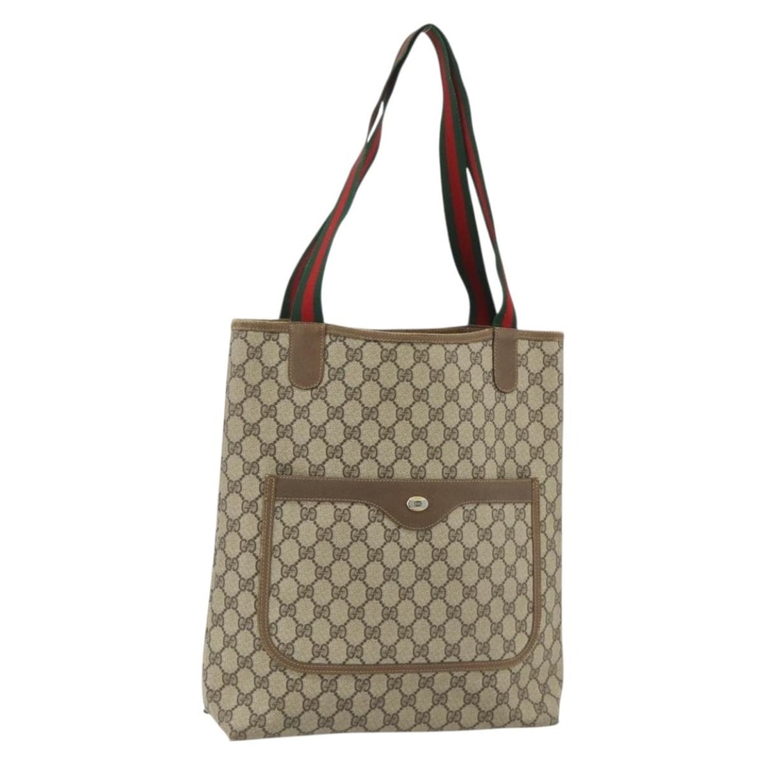 GUCCI Sherry Line Beige PVC GG Canvas Tote Bag 40 02 003: GUCCI Sherry Line Beige PVC GG Canvas Tote Bag 40 02 003 This Gucci GG Supreme Web Sherry Line tote bag is crafted from beige PVC leather and GG canvas. The bag features a spacious interior, dual top 